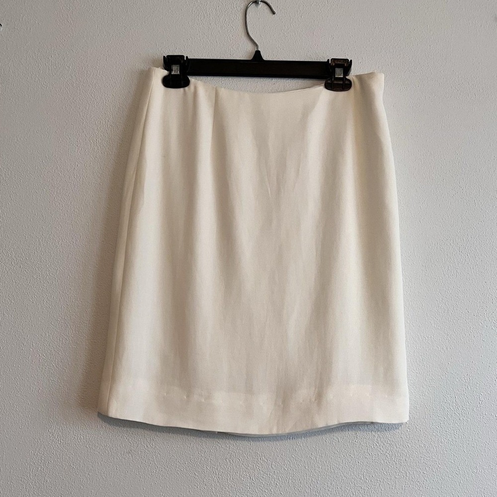 Valentino Skirt Womens 8 White Viscose Cotton Pencil Knee Length Lined Italy